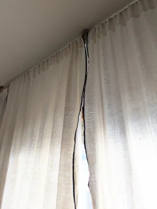 Cortinas Lino Zara Home con Pespunte Negro