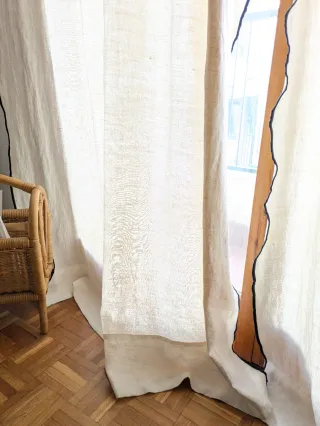 Cortinas Lino Zara Home con Pespunte Negro