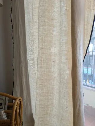 Cortinas Lino Zara Home con Pespunte Negro