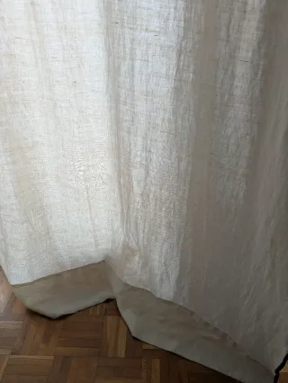 Cortinas Lino Zara Home con Pespunte Negro