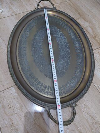 Bandeja ovalada antigua con asas