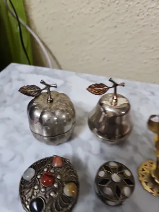 Lote Decorativo alpaca, nacar y Piedra natural.