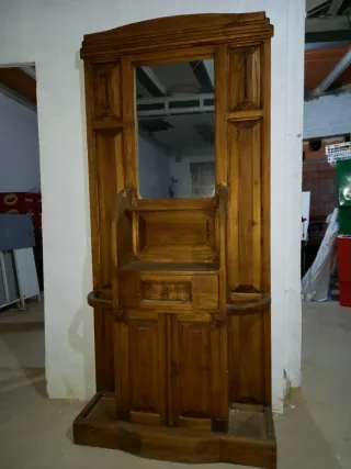 Mueble recibidor madera con espejo