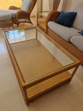 Conjunto Ratan Salon/Porche con sofa mesas butacas