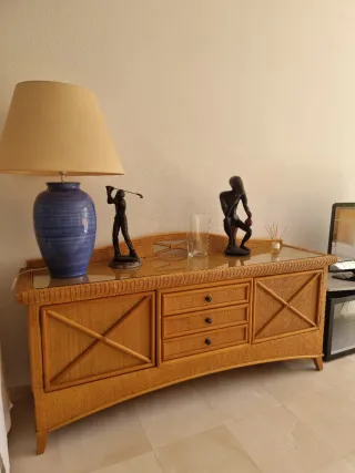 Conjunto Ratan Salon/Porche con sofa mesas butacas