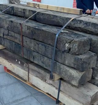 Traviesas de tren de madera