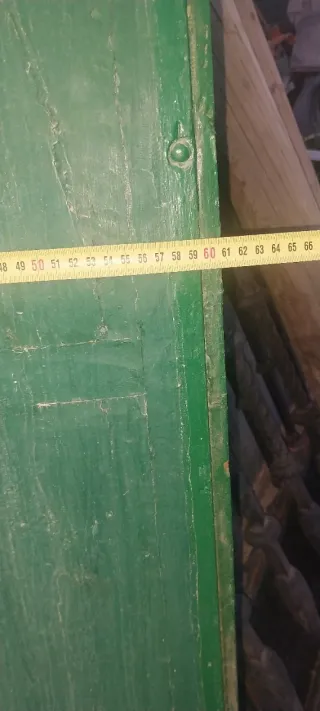 Puerta de madera antigua verde 3 hojas