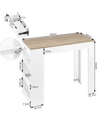 Barra cocina y 2 taburetes madera y metal