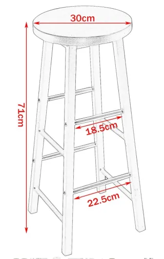 Barra cocina y 2 taburetes madera y metal
