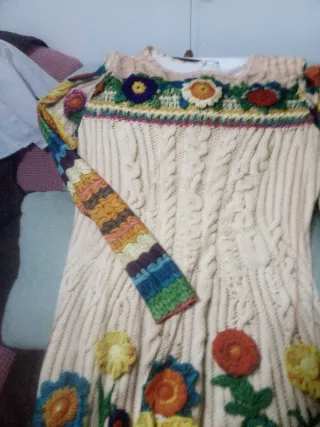 Vestido punto flores multicolor talla xl