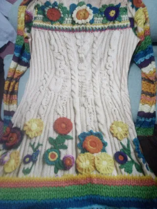 Vestido punto flores multicolor talla xl