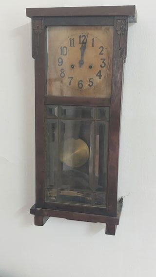 Reloj de Pared Antiguo Madera y Cristal