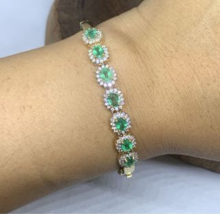 Pulsera Oro 18K Esmeraldas y Diamantes