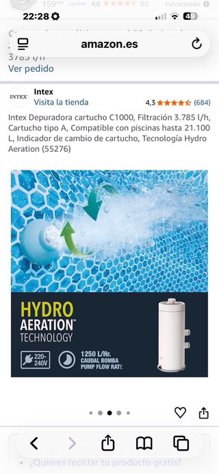 Depuradora Intex C1000 Piscina 3785 l/h