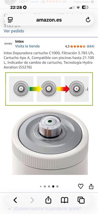 Depuradora Intex C1000 Piscina 3785 l/h