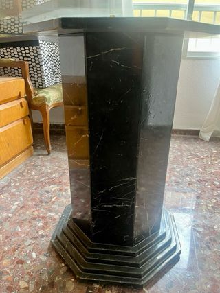 Mesa redonda cristal y mármol