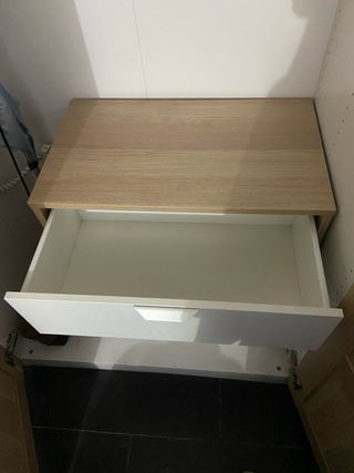 Cajonera 3 cajones madera y blanco