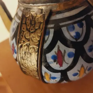 Tetera antigua Marroquí Cobre y Porcelana
