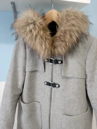 Trenca Zara Talla S/36 Gris con Capucha