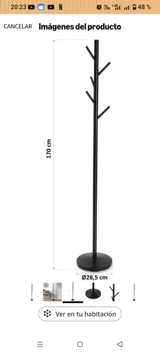 Perchero de pie negro metálico