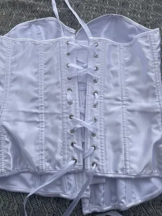 Corsé blanco satinado mujer talla S
