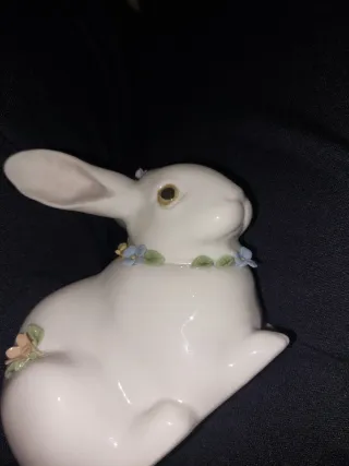 Figura Conejo Lladro Porcelana Flores