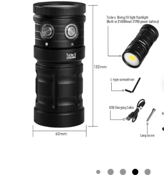 Linterna Buceo Video Turbo S 10000 Lúmenes