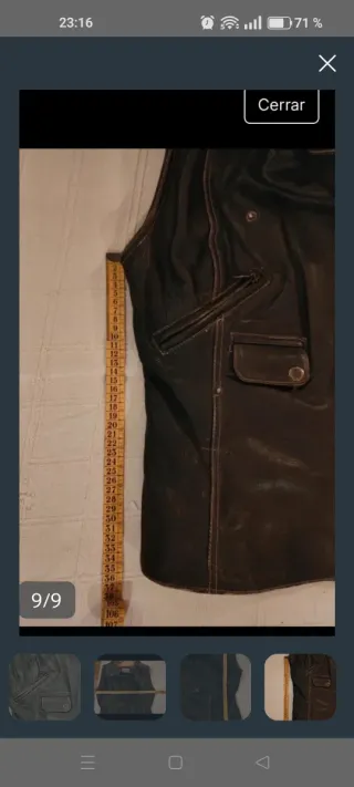 Chaleco Cuero Motero Negro Desgastado Talla M