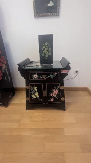 Conjunto Muebles Chinos Negro y Multicolor