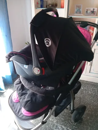 Carro de bebé Salvo Baby rosa y negro