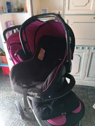 Carro de bebé Salvo Baby rosa y negro