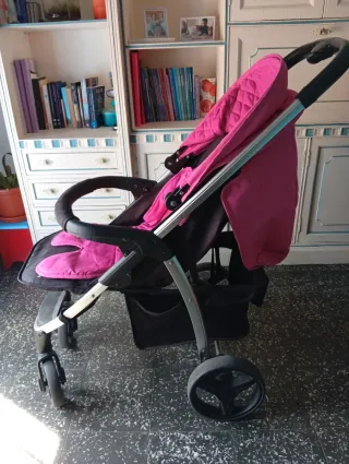 Carro de bebé Salvo Baby rosa y negro