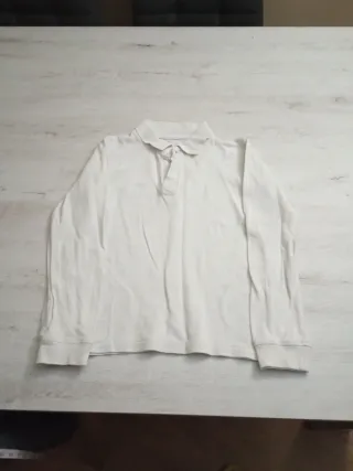 Polo blanco manga larga niño 7/8 años
