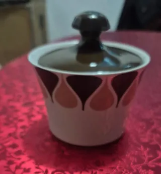 Juego café lechera azucarero marrón blanco