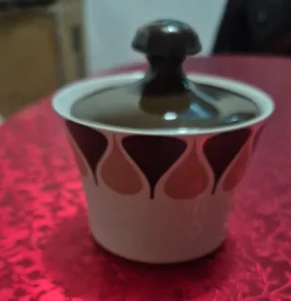 Juego café lechera azucarero marrón blanco