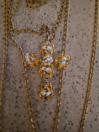 Relicario Fallera Cruz Corazón Cameo Oro