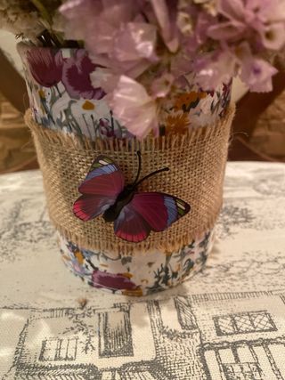 Centro de mesa flores secas pintadas a mano