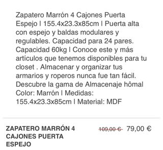 Zapatero Homa Madera Marrón