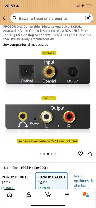 Convertidor Audio Digital a Analógico 192kHz