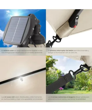 Sombrilla Terraza Exterior LED Solar Ø250cm
