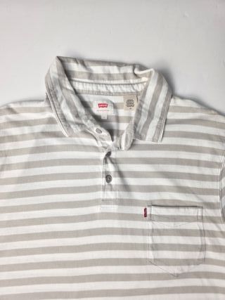 Levi’s Vintage Striped Polo Shirt Beige White Shor