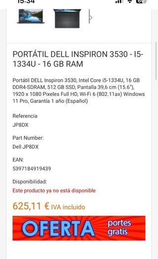 Portátil Dell Inspiron 15 3530 Intel i5 15.6FHD