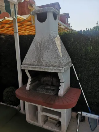 Barbacoa de obra piedra y terracota