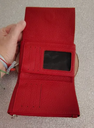 Billetero elegante cuero PU rojo