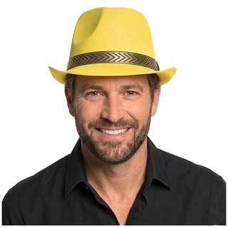 Lote 12 Sombreros Fedora Fiesta Adulto Amarillo