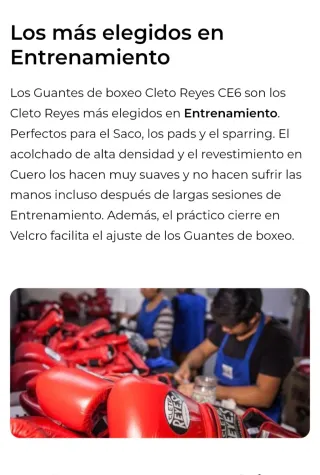 Guantes Boxeo Cleto Reyes Sparring CE6 Rojo