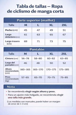 Conjunto Ciclismo Maillot y Culotte Rojo