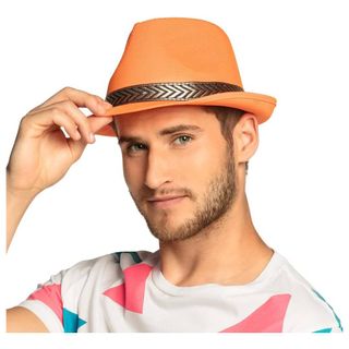 Lote 12 Sombreros Fedora Fiesta Naranja Adulto