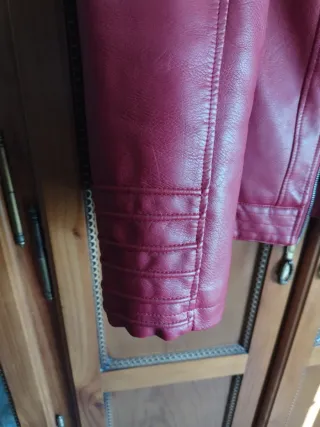 Chaqueta Biker Mujer Koroshi Piel Roja
