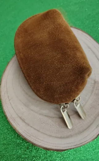 Monedero piel serraje color camel